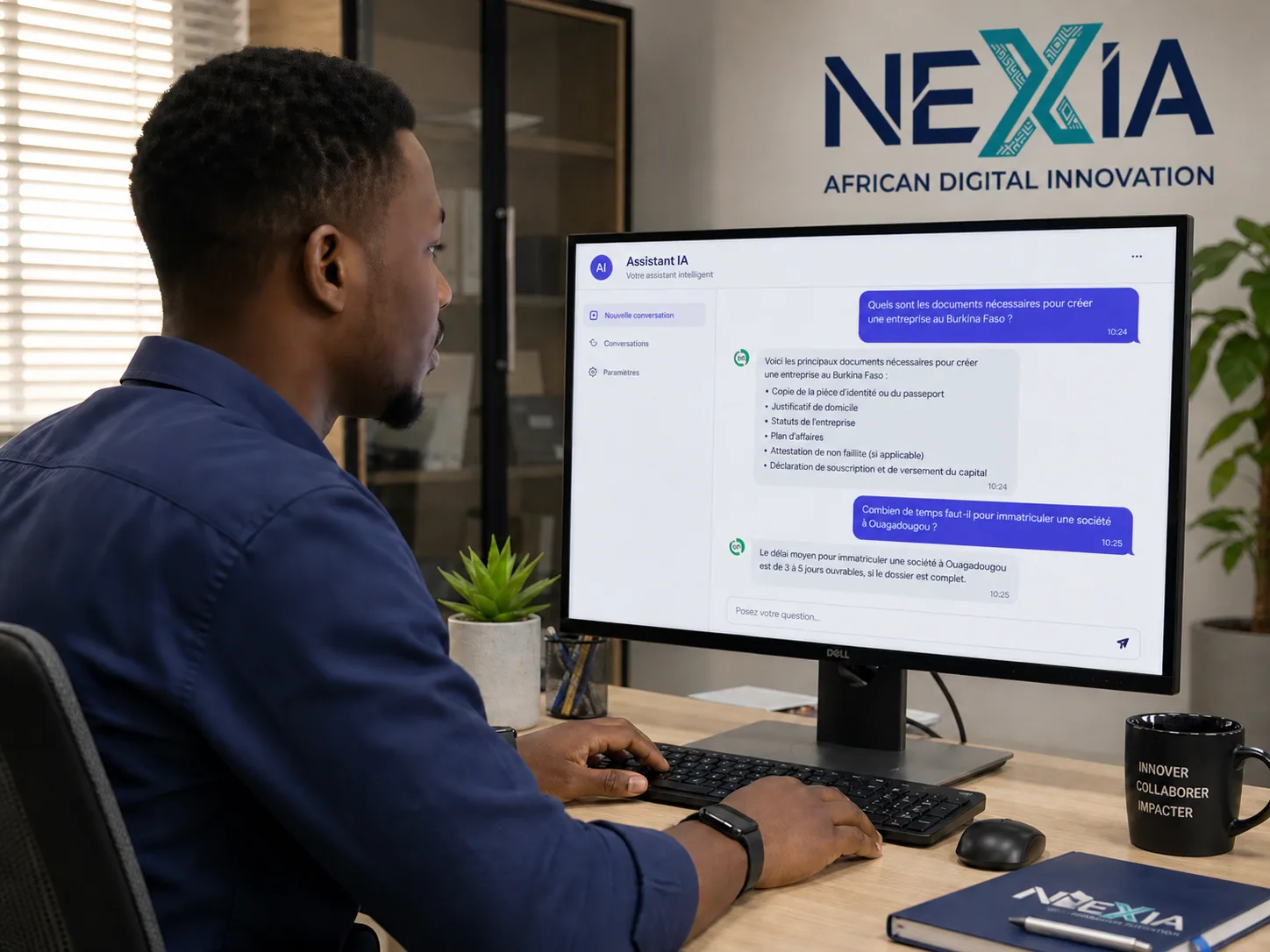 Employé utilisant un assistant IA local